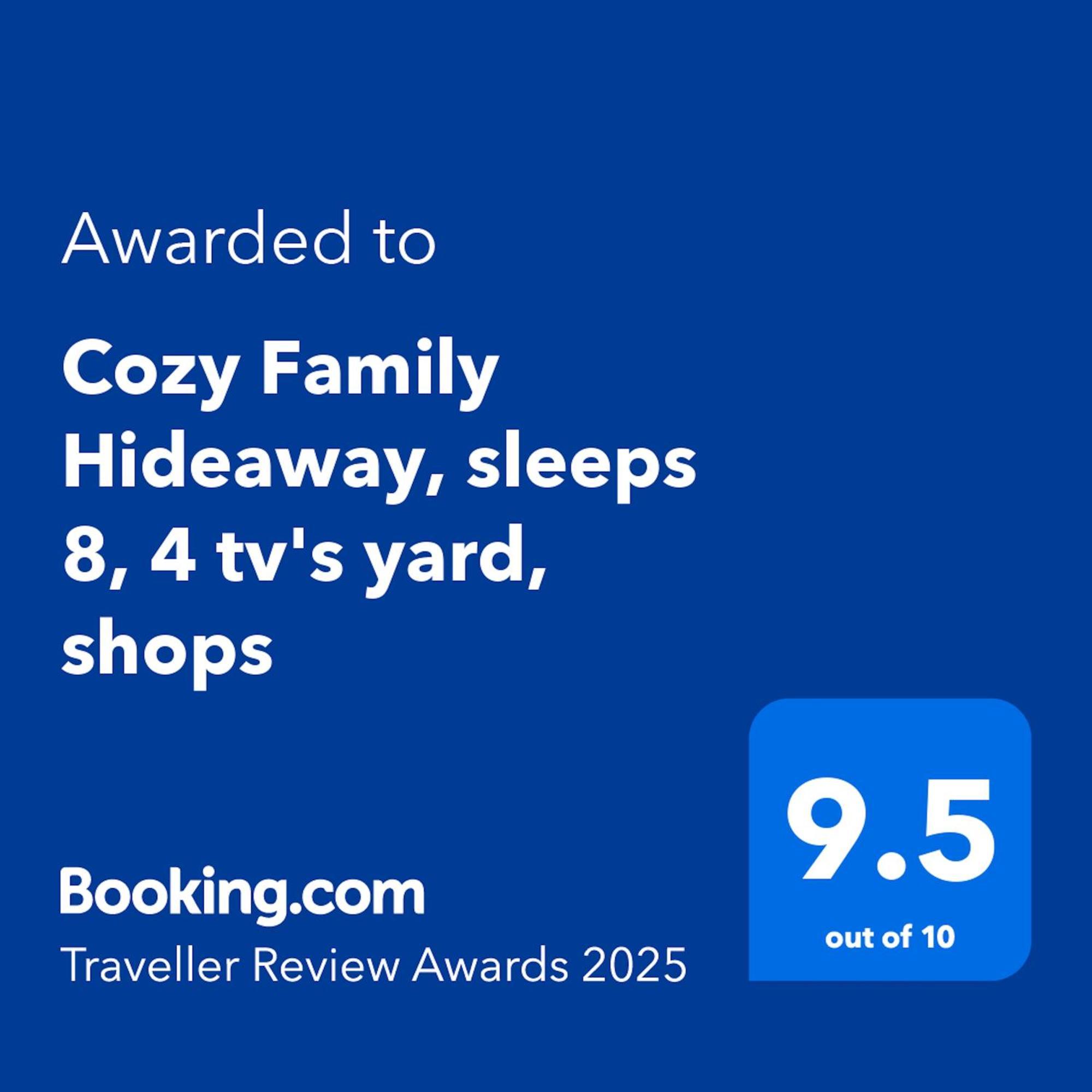 Hébergement de vacances Cozy Family Hideaway, Sleeps 8, 4 Tv's Yard, Shops